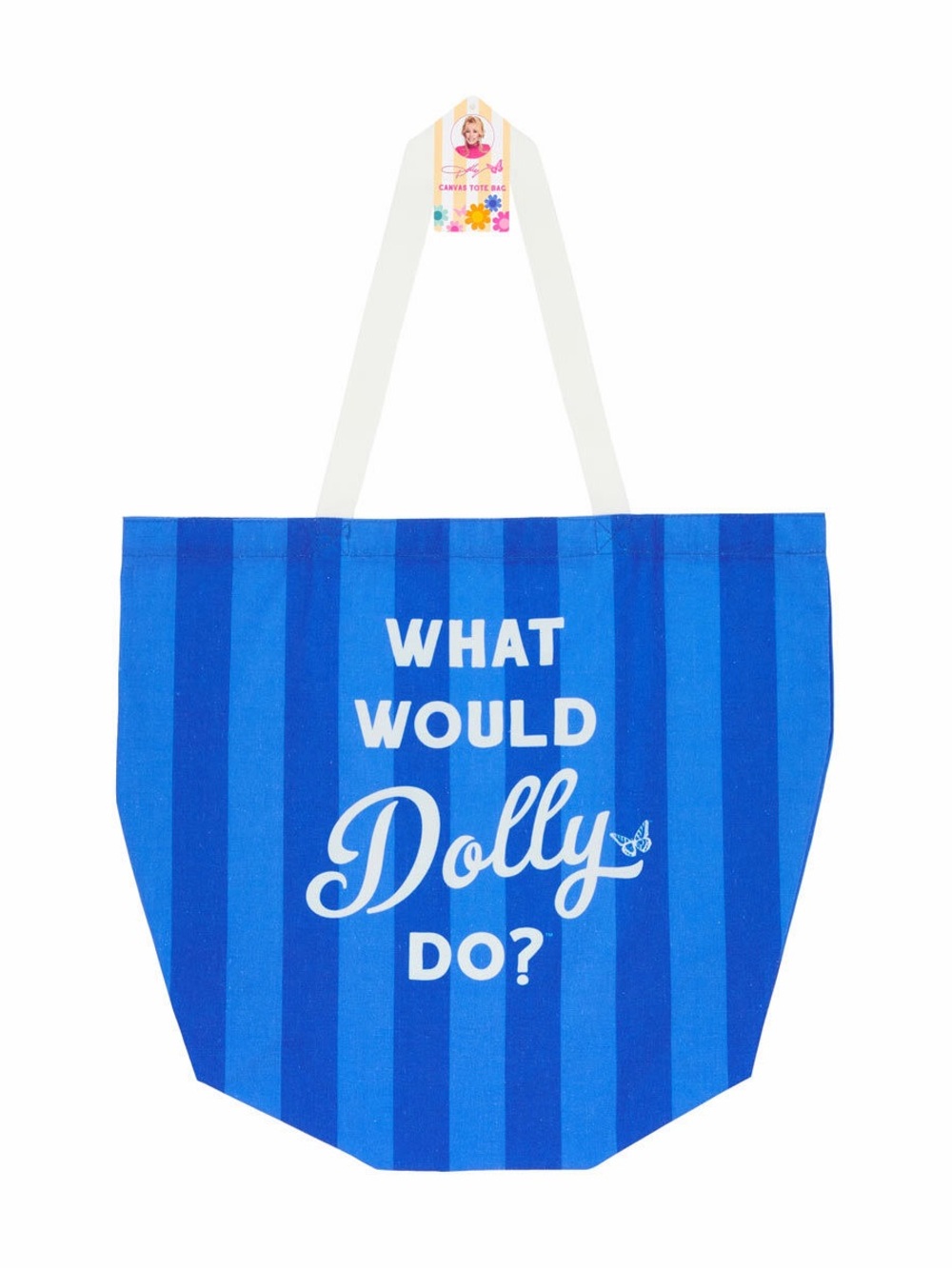 Dolly Parton Summer Blue Striped Canvas Tote Bag